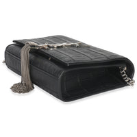 Black Crocodile Embossed Small Classic Monogram Kate Tassel