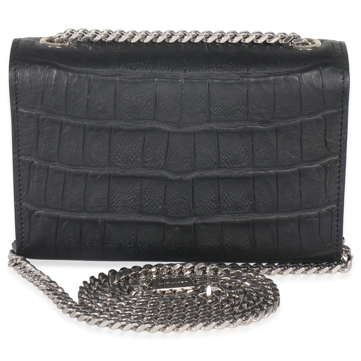 Black Crocodile Embossed Small Classic Monogram Kate Tassel