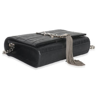Black Crocodile Embossed Small Classic Monogram Kate Tassel