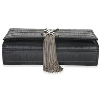 Black Crocodile Embossed Small Classic Monogram Kate Tassel