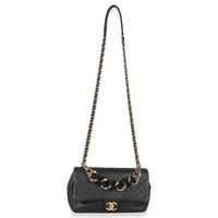 Chanel Black Quilted Lambskin Resin Elegant Chain Flap Bag Handbag av