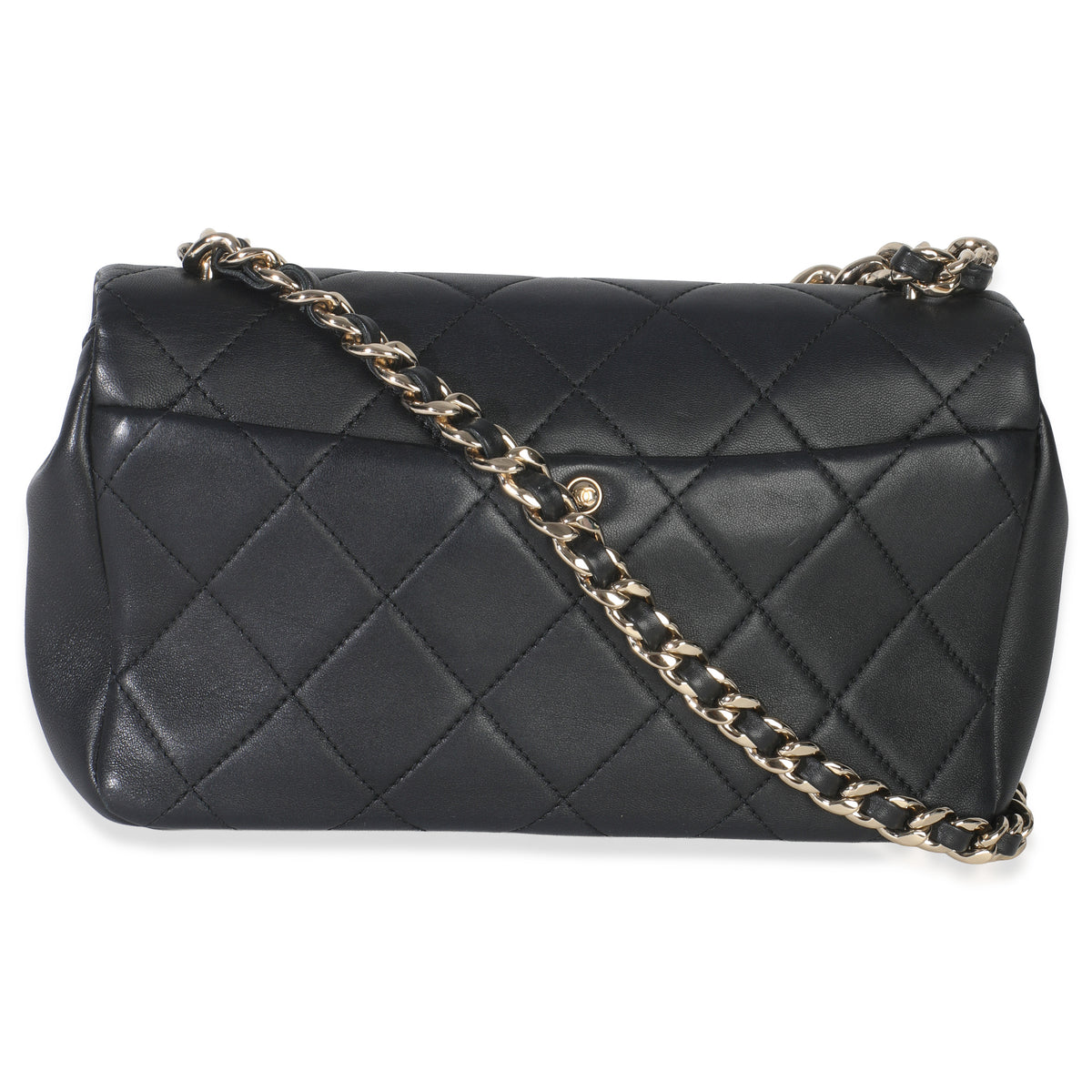 Chanel Black Quilted Lambskin Resin Elegant Chain Flap Bag Handbag bv