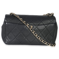 Chanel Black Quilted Lambskin Resin Elegant Chain Flap Bag Handbag bv