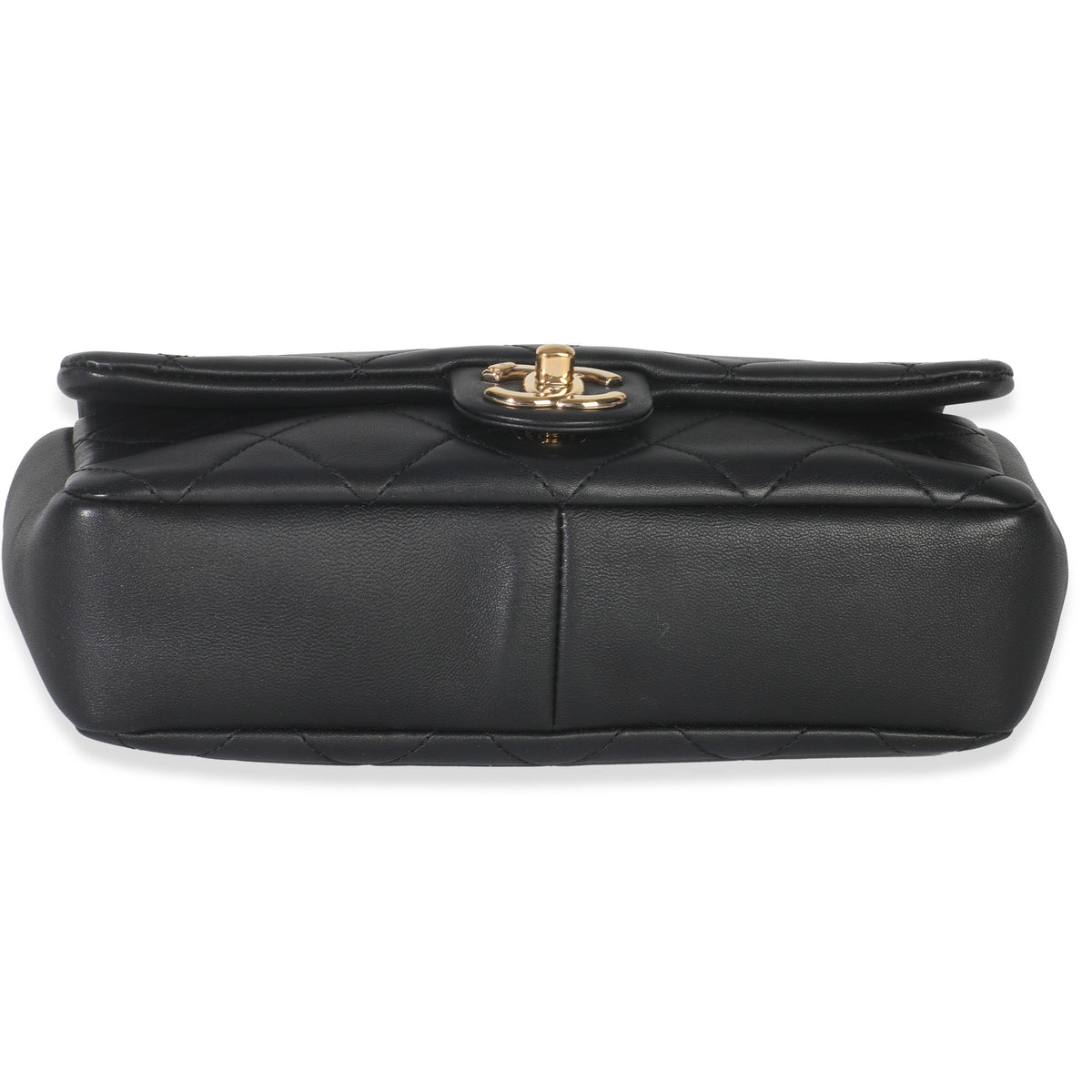 Chanel Black Quilted Lambskin Resin Elegant Chain Flap Bag Handbag stamp