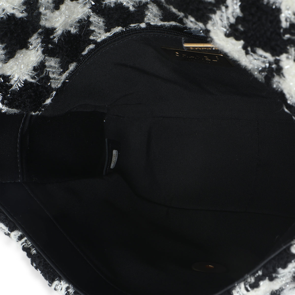 Black White Tweed Small Chanel 19 Flap Bag