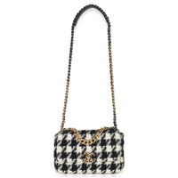 Black White Tweed Small Chanel 19 Flap Bag