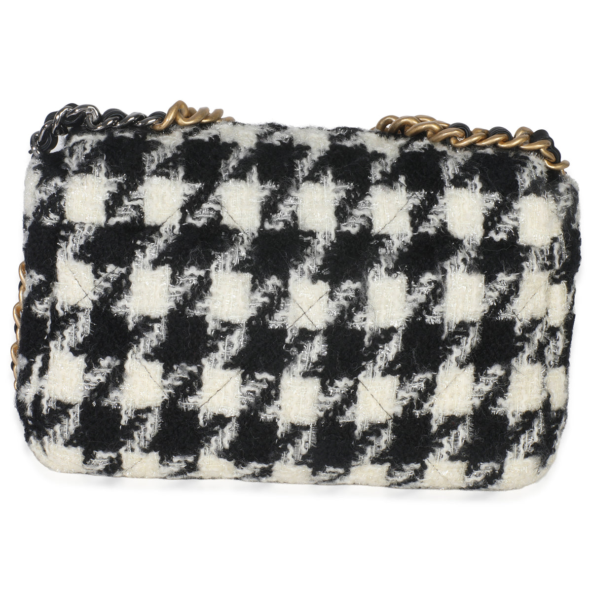 Black White Tweed Small Chanel 19 Flap Bag