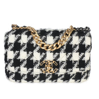 Black White Tweed Small Chanel 19 Flap Bag
