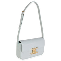 Celine Blue Grey Shiny Calfskin Claude Triomphe Shoulder Bag Handbag pv
