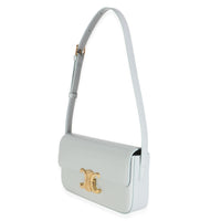 Celine Blue Grey Shiny Calfskin Claude Triomphe Shoulder Bag Handbag sv