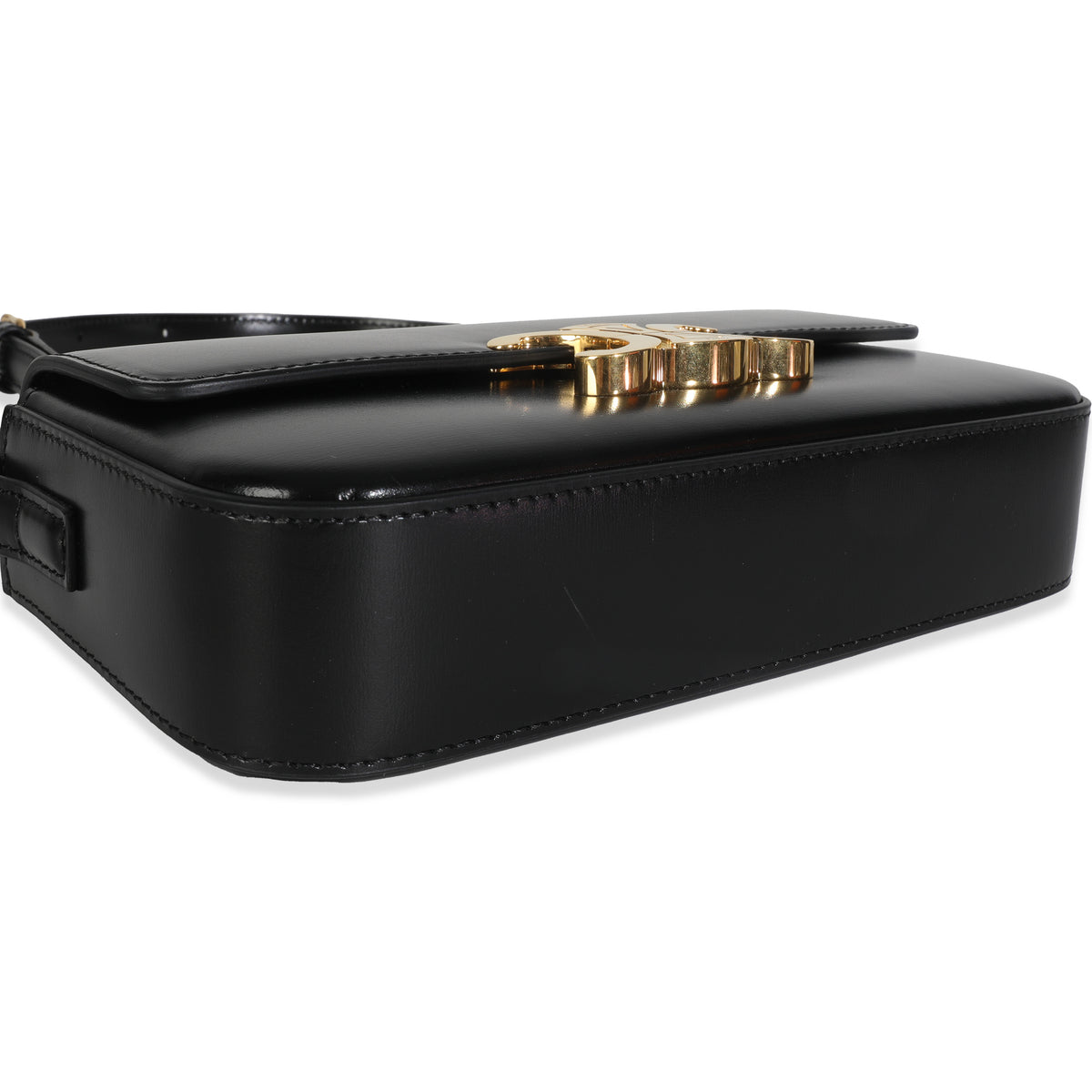Black Shiny Calfskin Claude Triomphe Shoulder Bag