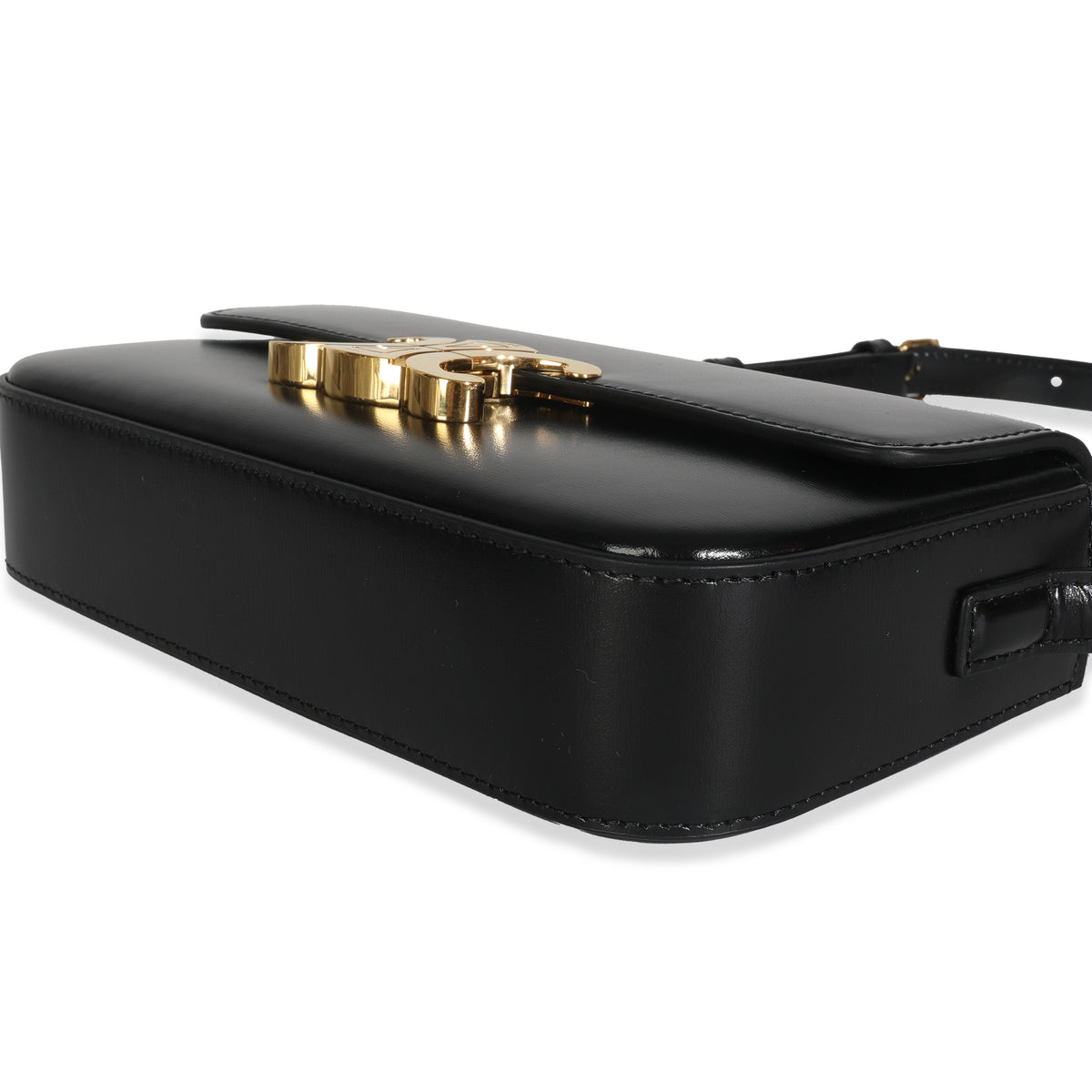 Black Shiny Calfskin Claude Triomphe Shoulder Bag