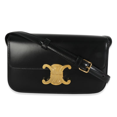 Black Shiny Calfskin Claude Triomphe Shoulder Bag