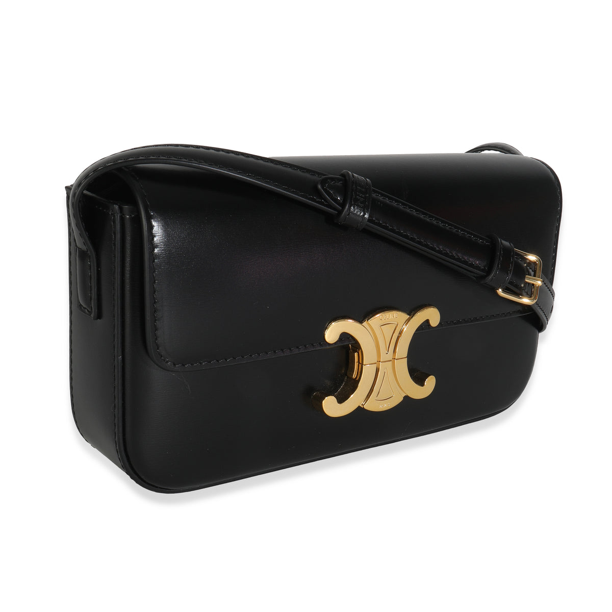 Black Shiny Calfskin Claude Triomphe Shoulder Bag