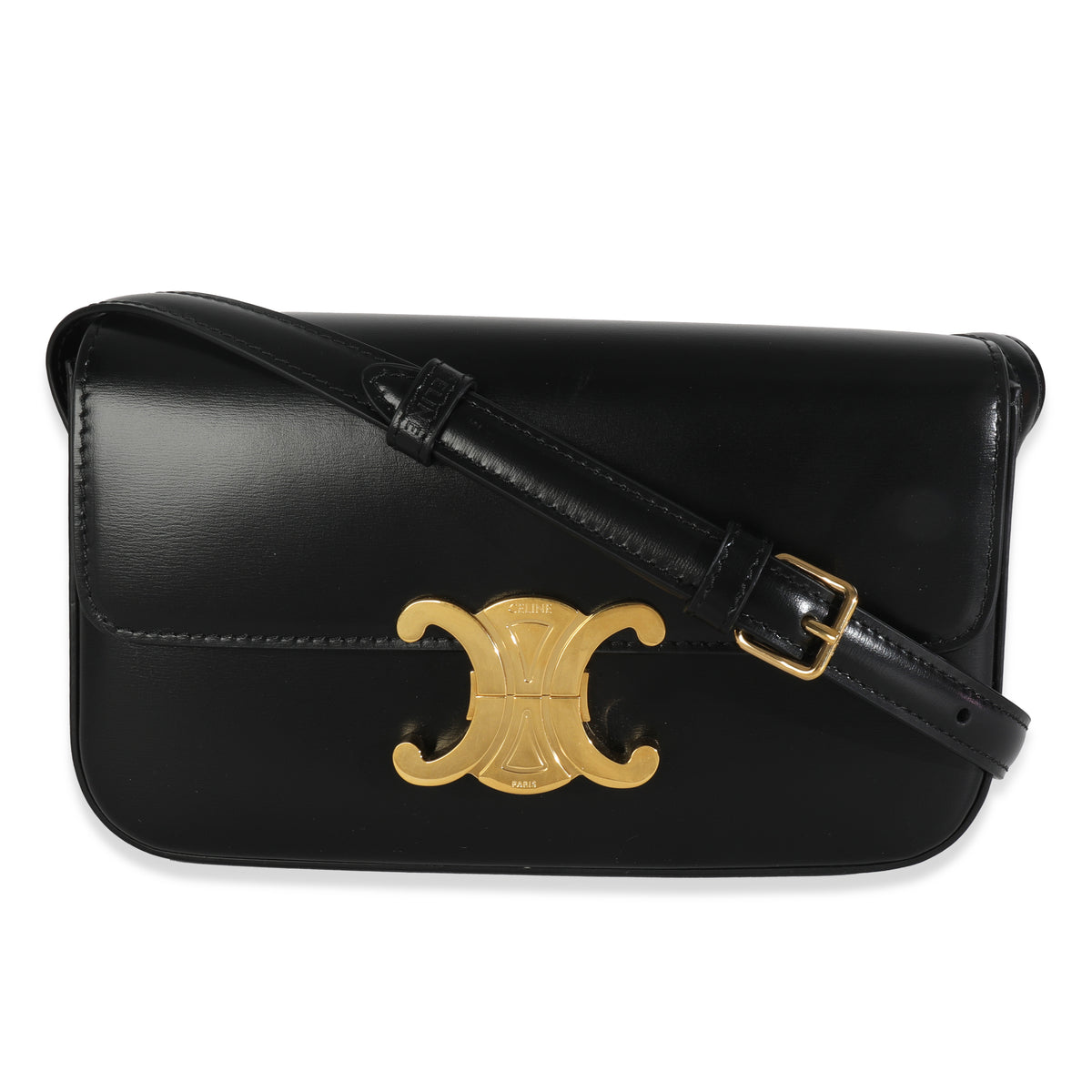 Black Shiny Calfskin Claude Triomphe Shoulder Bag