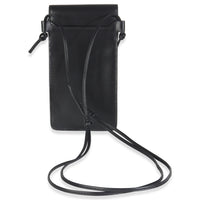 Black Smooth Calfskin Flap Phone Pouch
