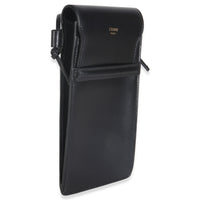 Black Smooth Calfskin Flap Phone Pouch