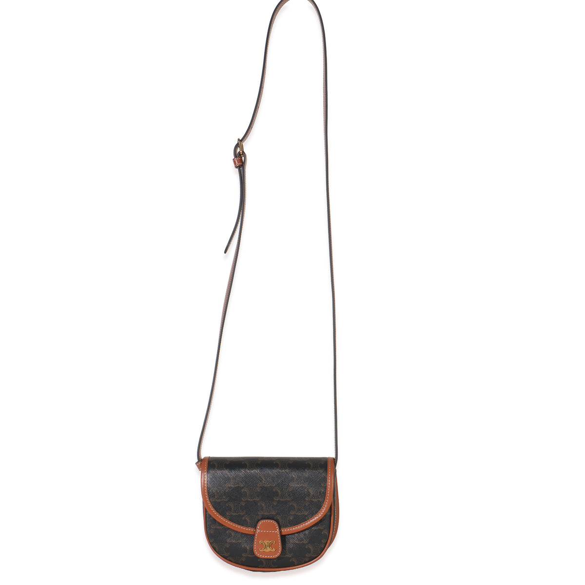 Celine Tan Calfskin Brown Triomphe Canvas Mini Besace Handbag av