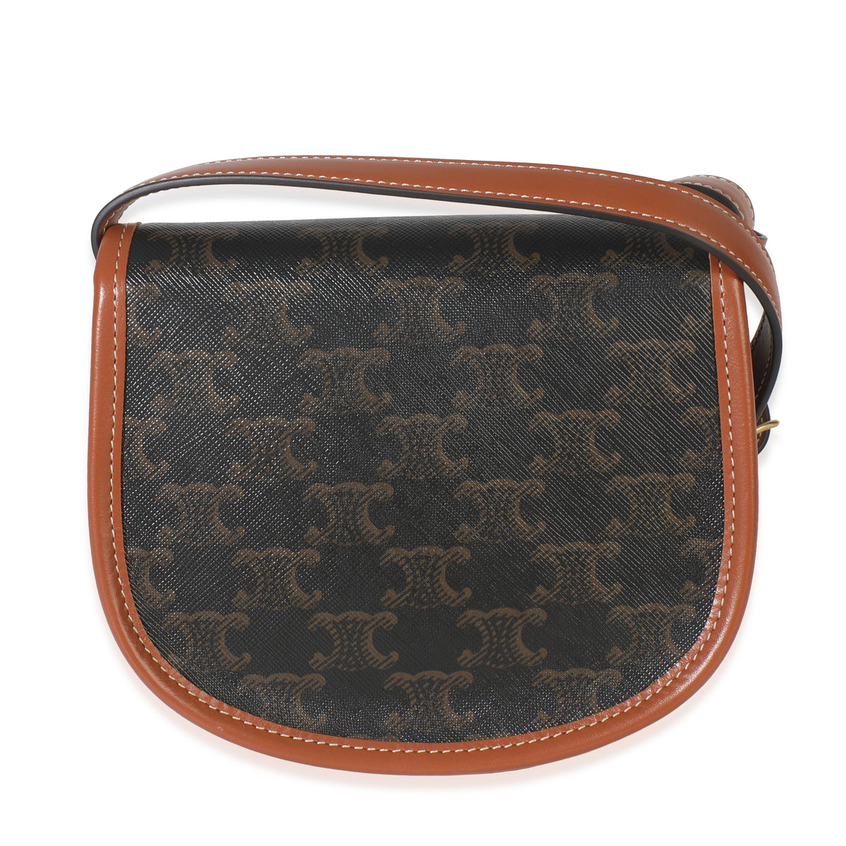Celine Tan Calfskin Brown Triomphe Canvas Mini Besace Handbag bv