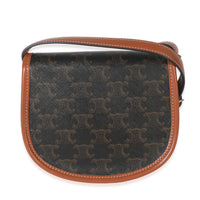 Celine Tan Calfskin Brown Triomphe Canvas Mini Besace Handbag bv