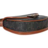 Celine Tan Calfskin Brown Triomphe Canvas Mini Besace Handbag clasp