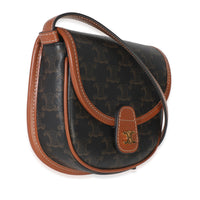 Celine Tan Calfskin Brown Triomphe Canvas Mini Besace Handbag pv