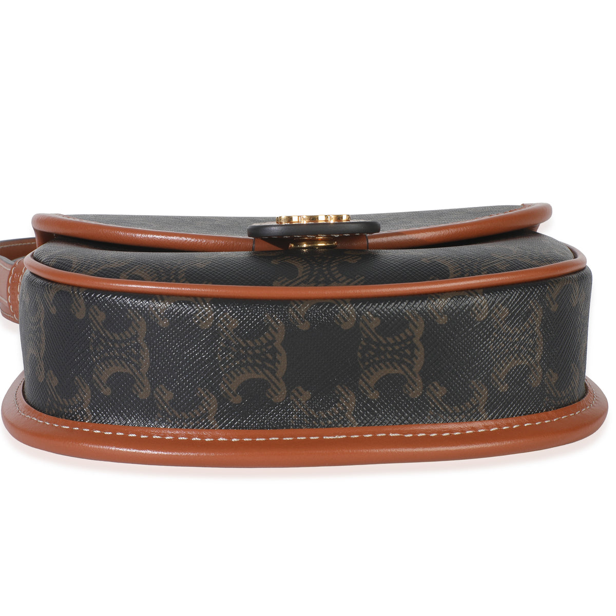 Celine Tan Calfskin Brown Triomphe Canvas Mini Besace Handbag stamp