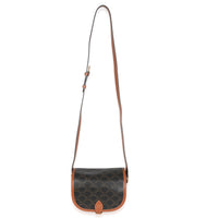 Celine Tan Calfskin Brown Triomphe Canvas Medium Folco Crossbody Handbag av