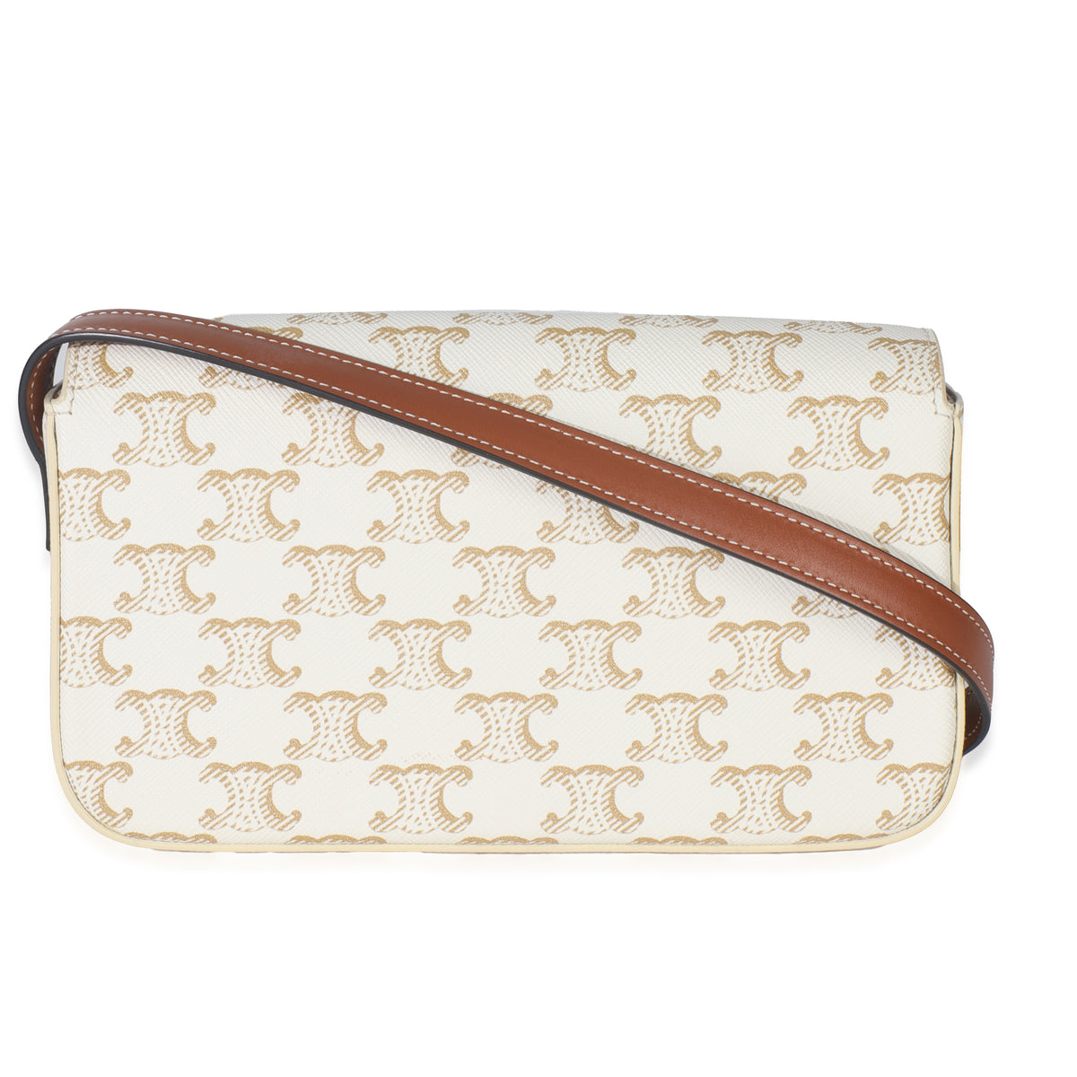 Celine White Triomphe Canvas Claude Shoulder Bag Handbag bv