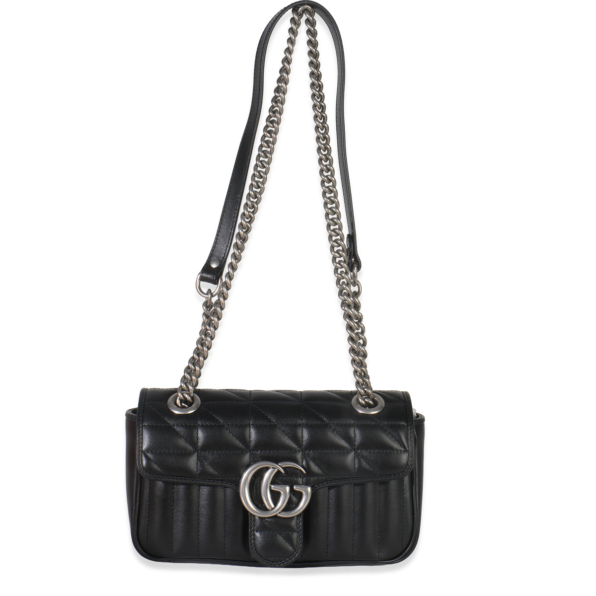 Black Aria Matelasse Calfskin Mini GG Marmont Shoulder Bag