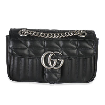 Black Aria Matelasse Calfskin Mini GG Marmont Shoulder Bag