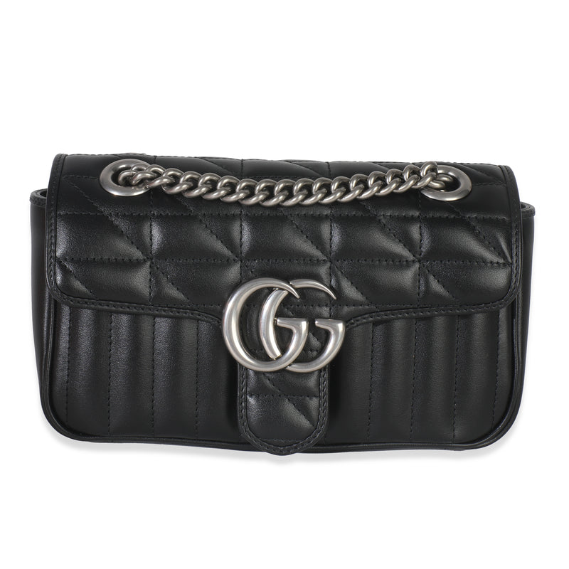 Black Aria Matelasse Calfskin Mini GG Marmont Shoulder Bag
