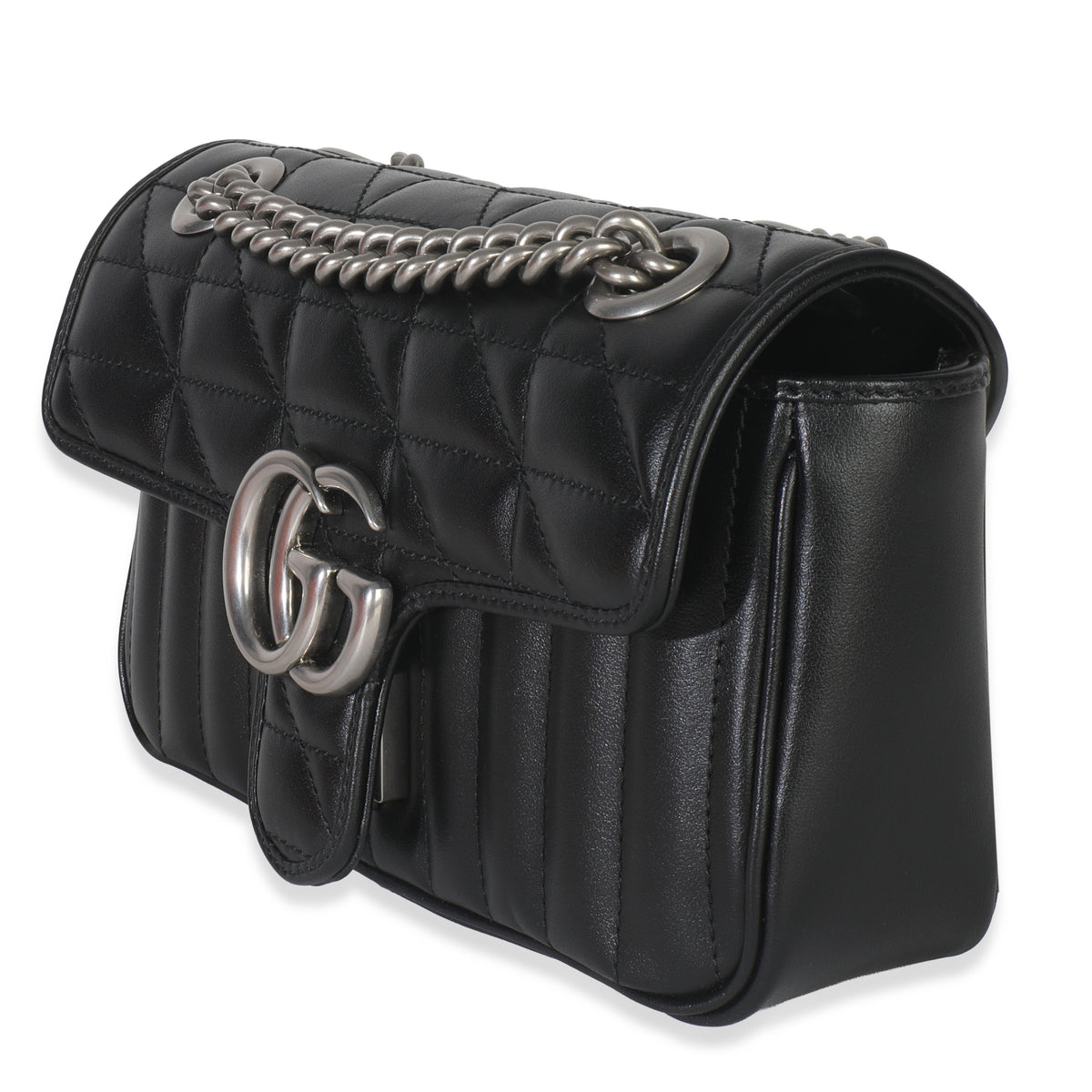 Black Aria Matelasse Calfskin Mini GG Marmont Shoulder Bag
