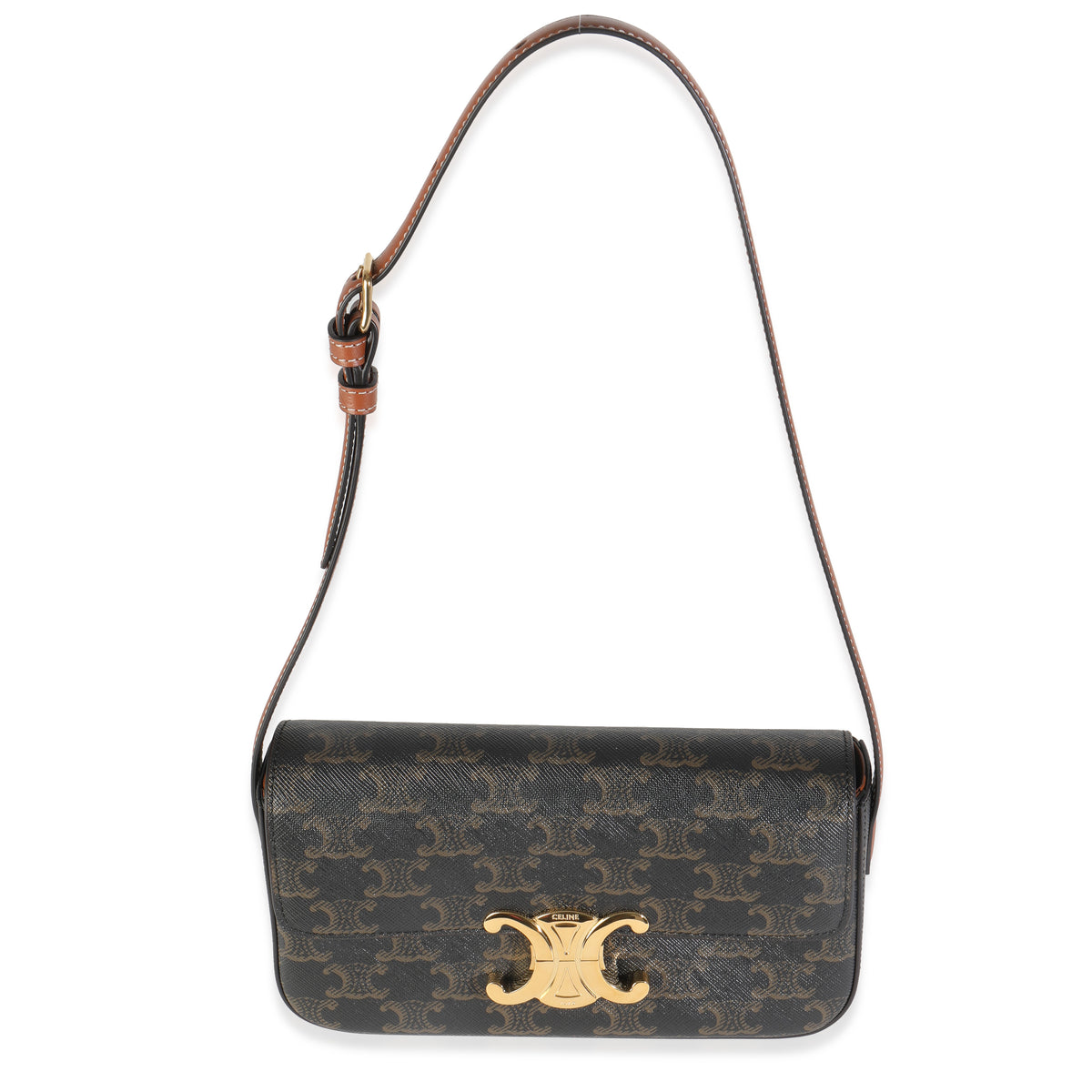 Celine Tan Calfskin Brown Triomphe Canvas Claude Bag Handbag av