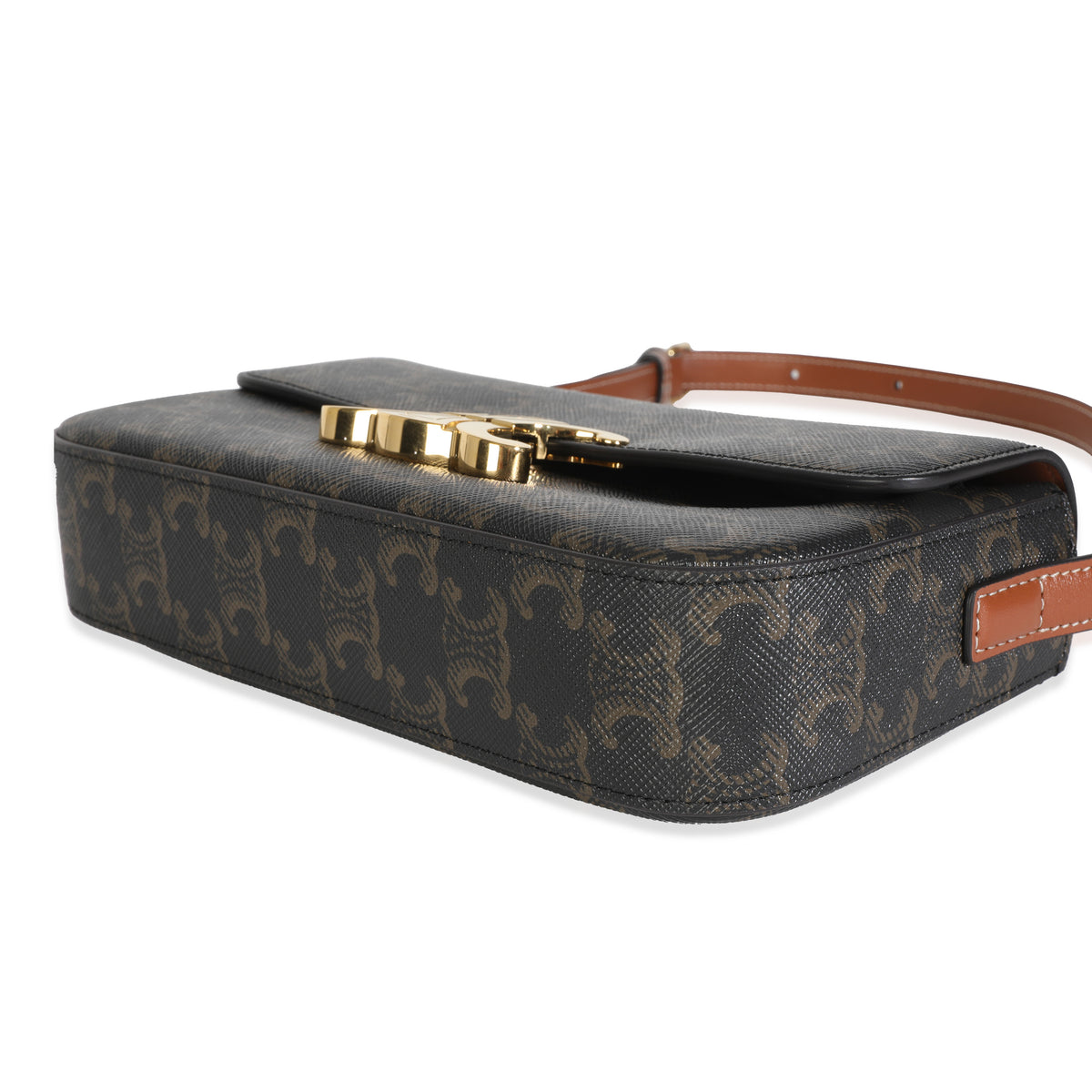 Celine Tan Calfskin Brown Triomphe Canvas Claude Bag Handbag box