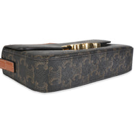 Celine Tan Calfskin Brown Triomphe Canvas Claude Bag Handbag clasp