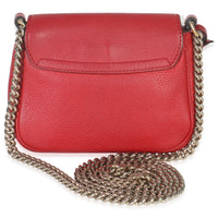 Gucci Red Pebbled Calfskin Interlocking G Small Soho Flap Bag Handbag bv