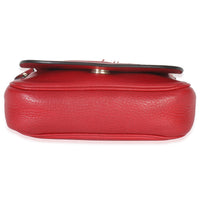 Gucci Red Pebbled Calfskin Interlocking G Small Soho Flap Bag Handbag stamp