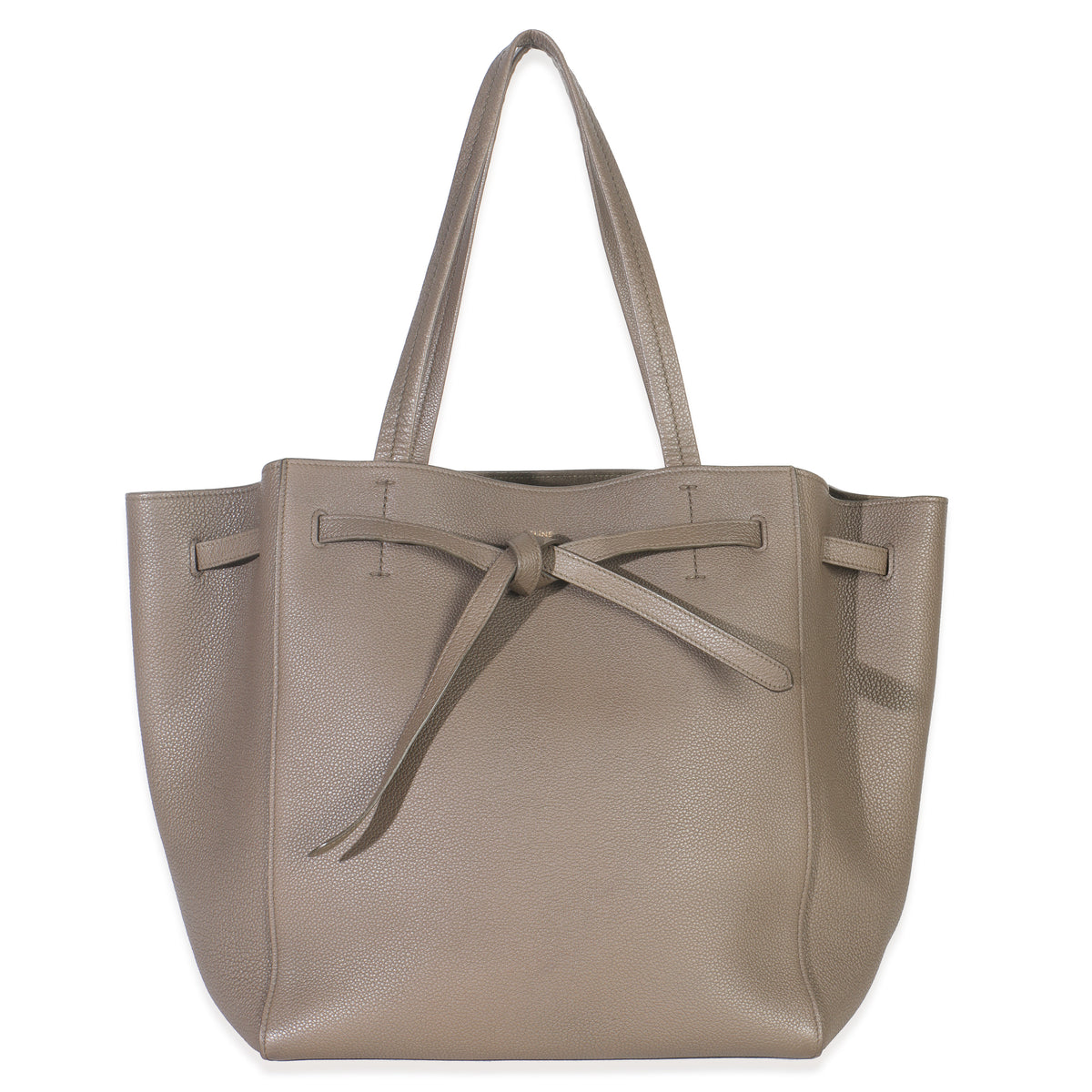 Taupe Grained Calfskin Small Belt Cabas Phantom Tote