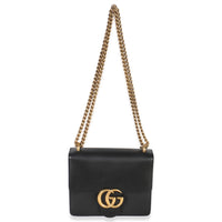 Gucci Black Smooth Calfskin Small GG Marmont Chain Bag Handbag ad1
