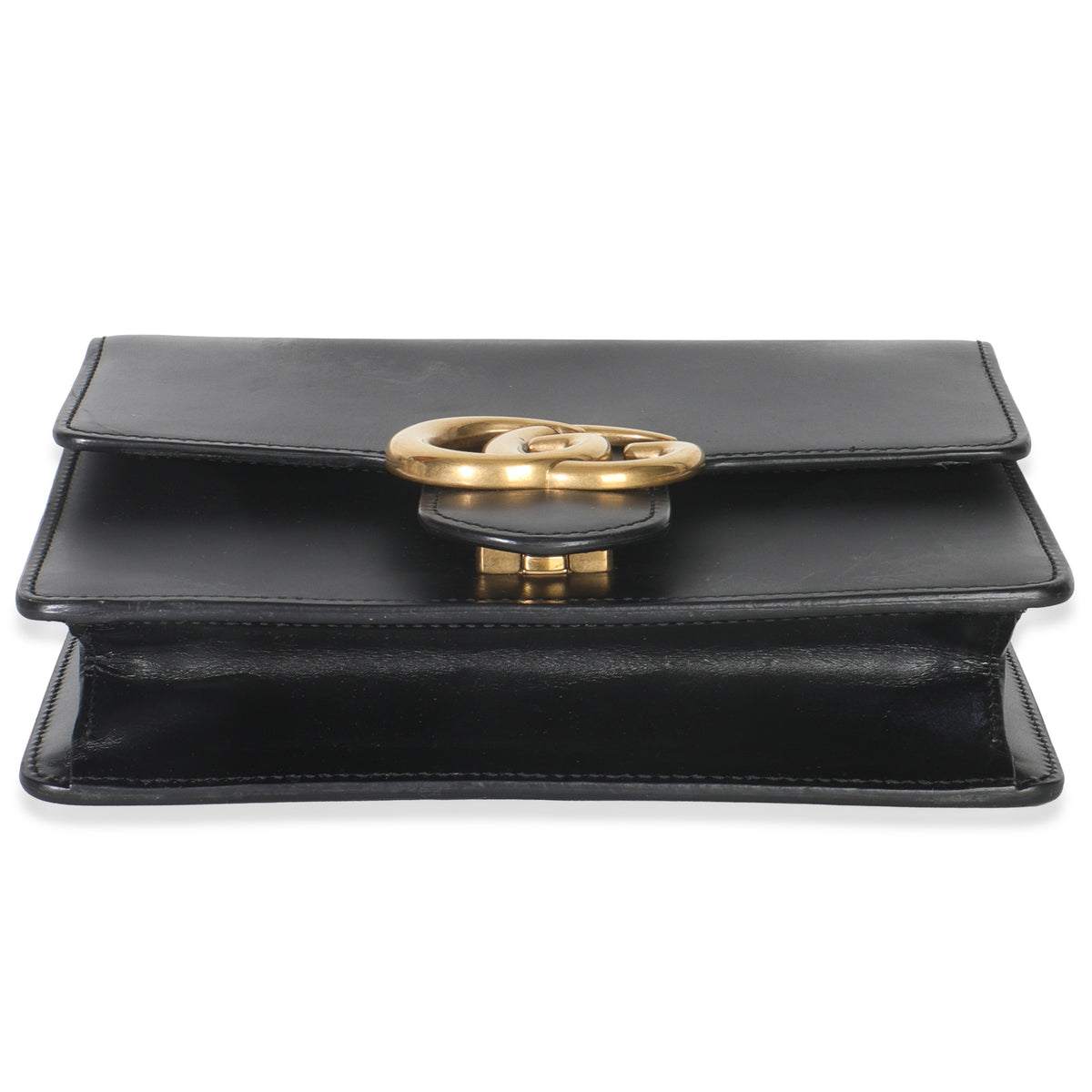 Gucci Black Smooth Calfskin Small GG Marmont Chain Bag Handbag box