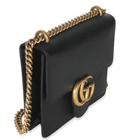 Gucci Black Smooth Calfskin Small GG Marmont Chain Bag Handbag bv