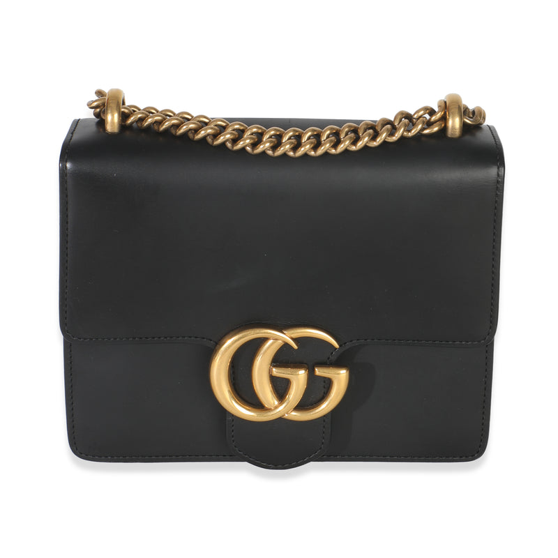 Black Smooth Calfskin Small GG Marmont Chain Bag