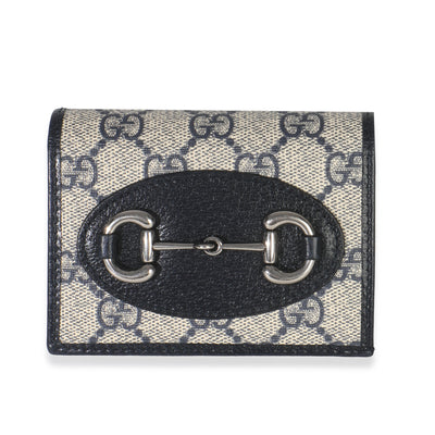 Navy GG Supreme Canvas 1955 Horsebit Card Case Wallet