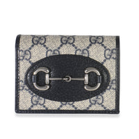 Navy GG Supreme Canvas 1955 Horsebit Card Case Wallet