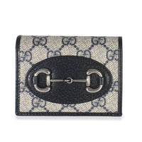 Navy GG Supreme Canvas 1955 Horsebit Card Case Wallet