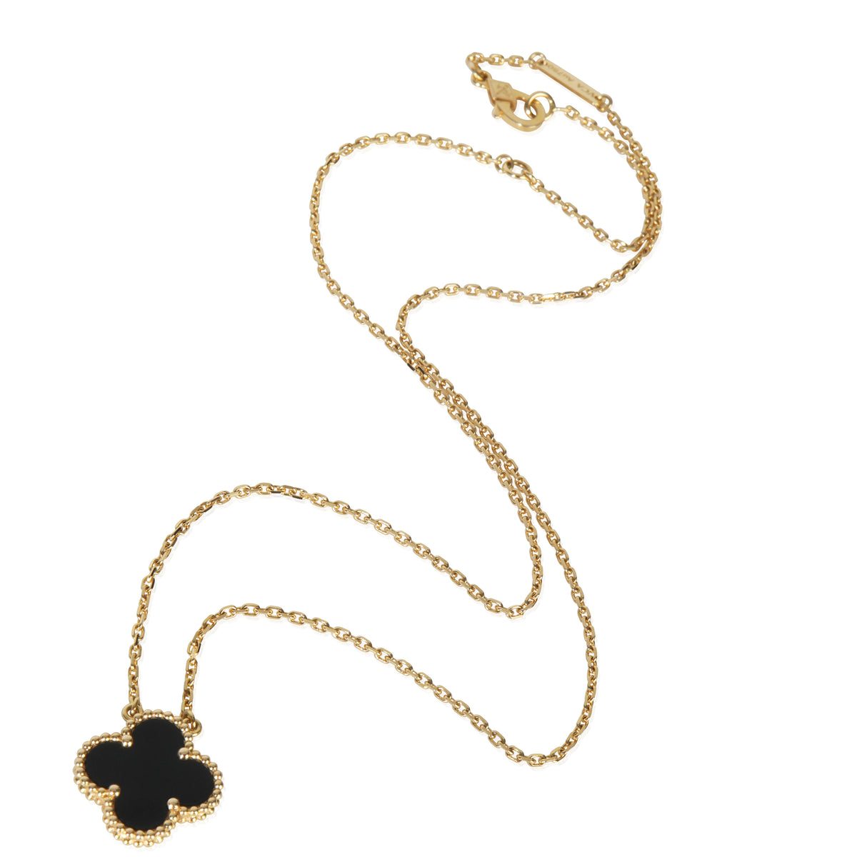 Yellow Gold Onyx Vintage Alhambra Pendant