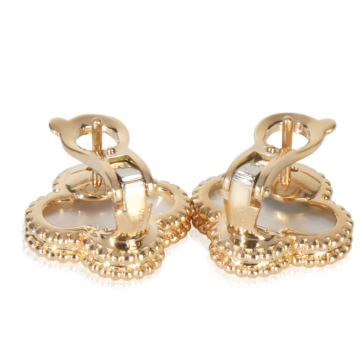Yellow Gold Mother Of Pearl Vintage Alhambra Earrings