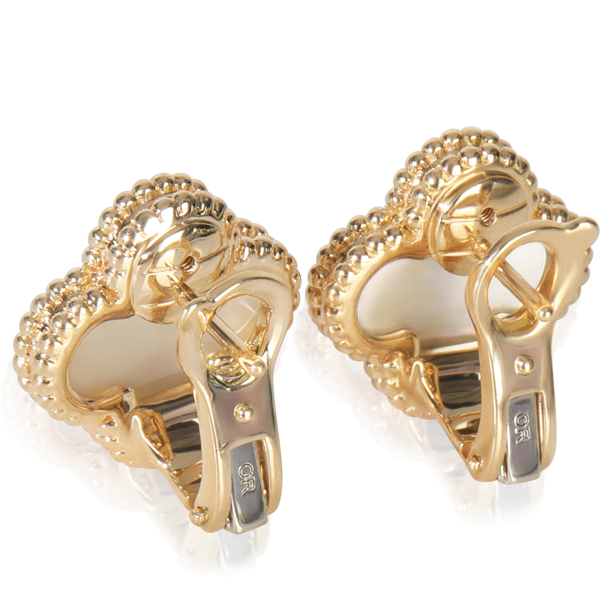 Yellow Gold Mother Of Pearl Vintage Alhambra Earrings