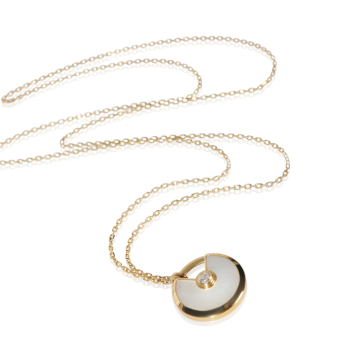 Yellow Gold Mother Of Pearl and Diamond Amulette de Cartier Necklace